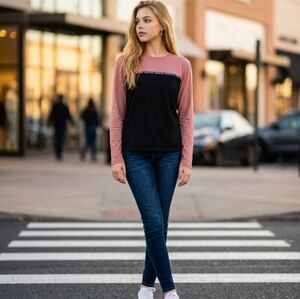 Michael Kors Unisex Black and Pink Long Sleeve Shirt